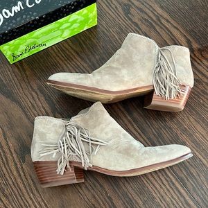 Sam Edelman Tan Ankle Boots with Fringe